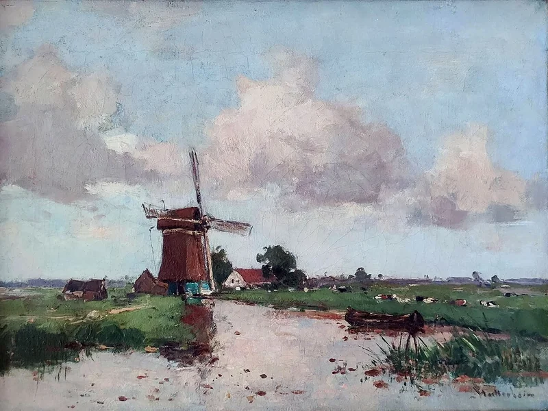 1873-Louis Stutterheim - Vista del mulino polder sull'Ankeveense Pad a Nederhorst den Berg